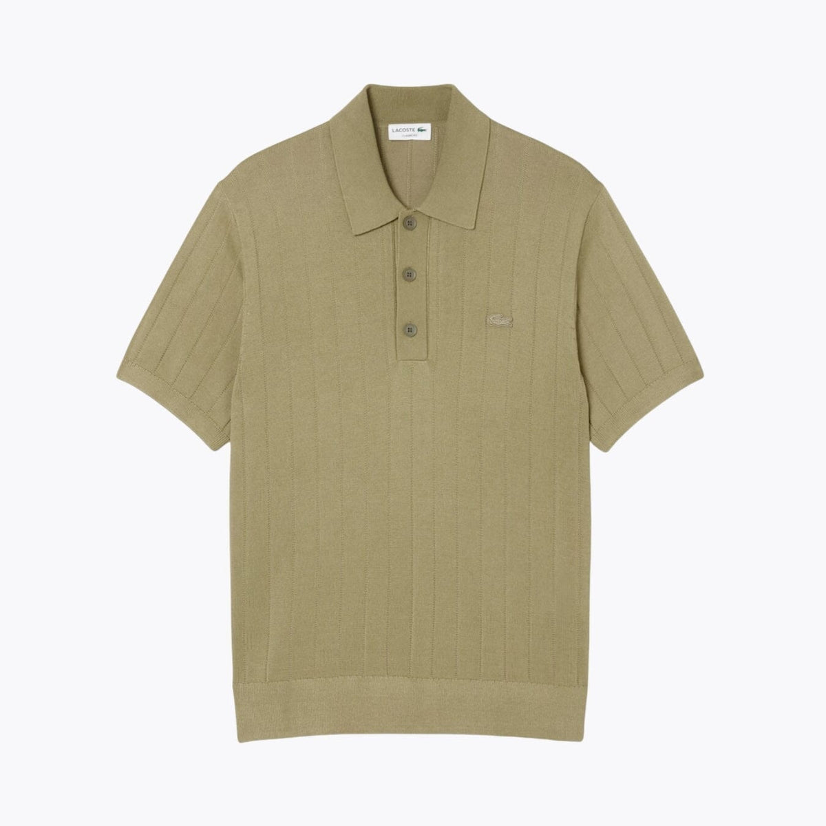 Lacoste Fluid Ribbed Knit Polo Collar Sweater